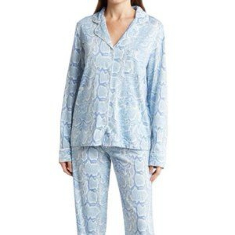 PJ Salvage Jersey Pajamas Ice Blue Snake Print 2 PC Set Top & Pants Size Large